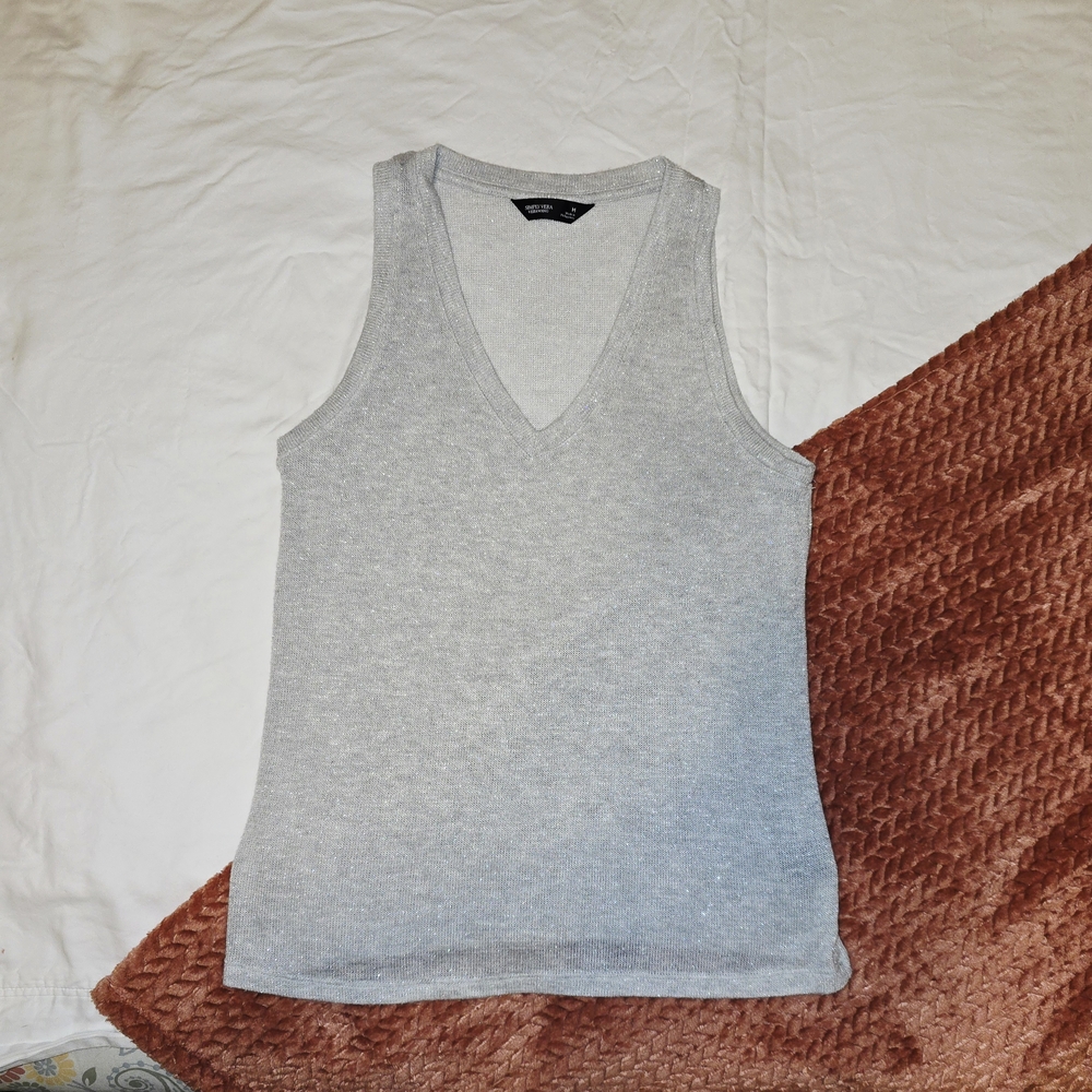 Simply Vera Knit Tank In Sparkly Grey